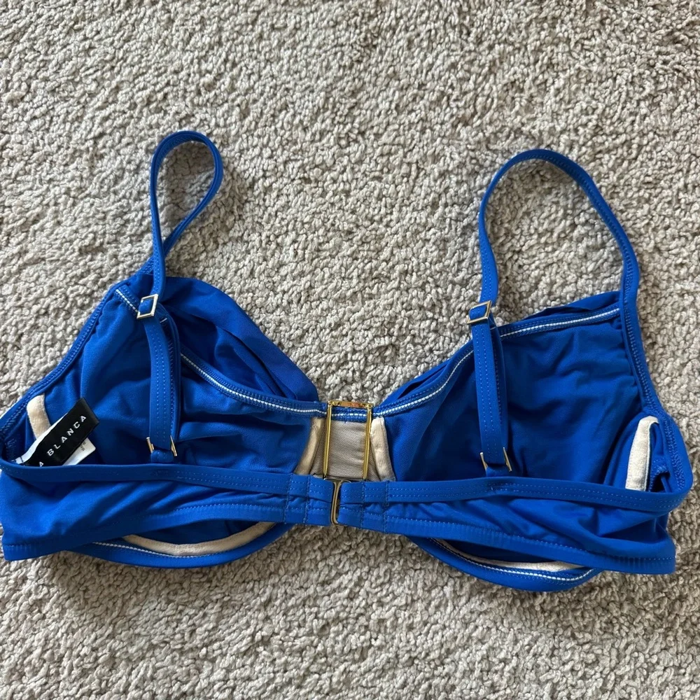 La Blanca Vibrant Blue Bikini Top with Gold Details - Picture 2 of 4